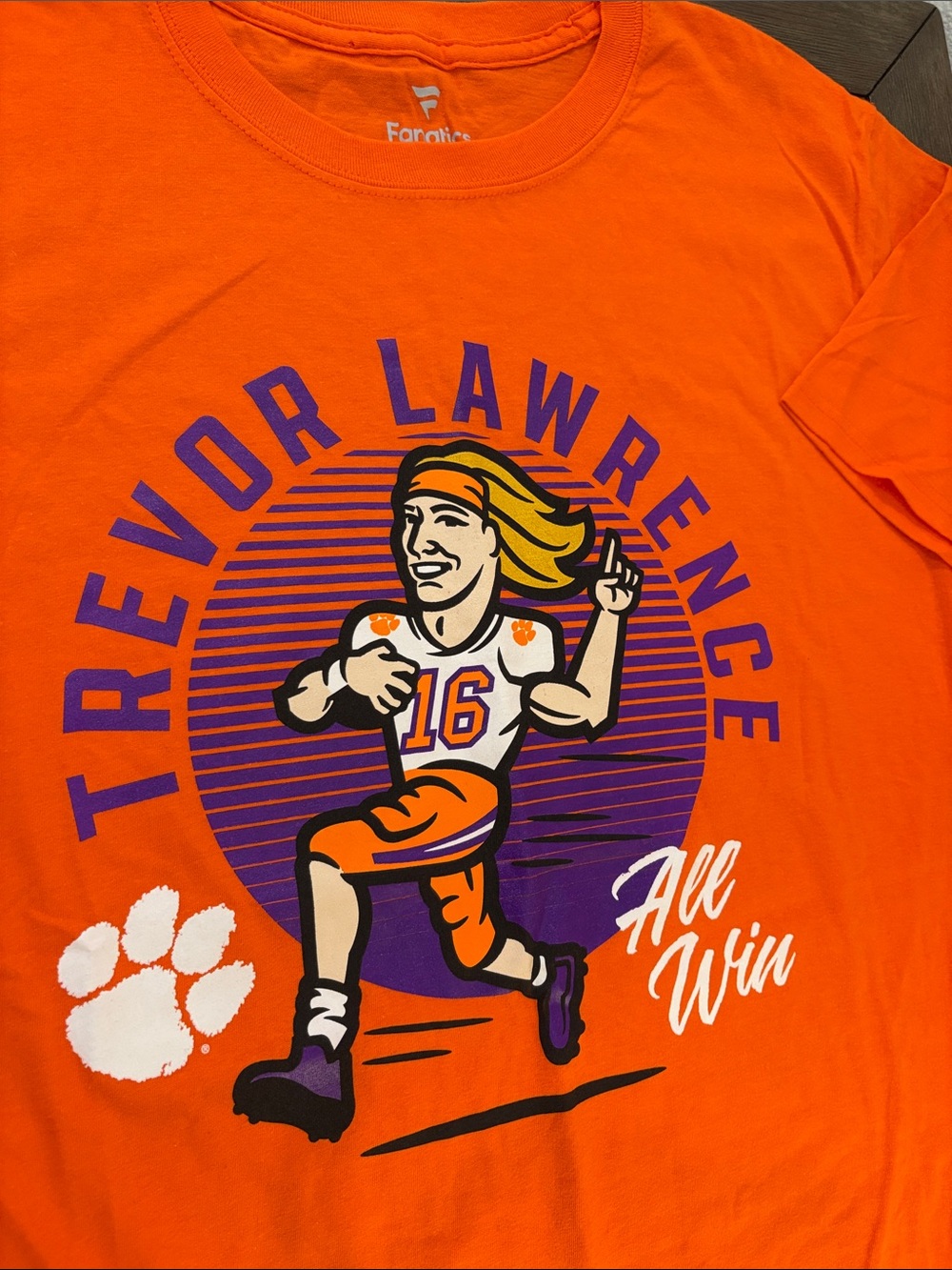 NWT [Fanatics] Clemson Tigers NCAA Trevor Lawrence “ALL WIN” Graphic Tee Men’s L - Picture 4 of 7